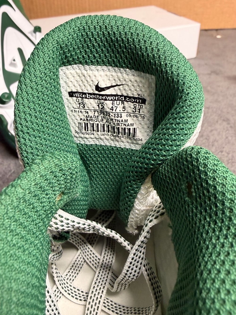 Nike Alpha Pro 2 Mid 3/4 Detachable Football Cleats Green White Sz 13 - Picture 6 of 6